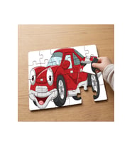 Gülen Kırmızı Araba Tasarımlı 24 Parça Ahşap Çocuk Puzzle MPK1067