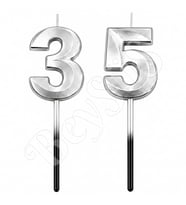 35 Rakam Mum Gümüş