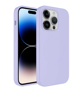 Apple iPhone 13 Pro Kılıf Magsafe Wireless Şarj Özellikli Pastel Renk Silikon Zore Plas Kapak (Lila)
