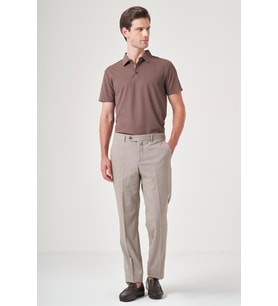 Camel Yan Cep Filafil Desen Comfort Fit Esnek Pantolon 1003260153