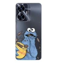 Realme C55 Uyumlu Susam Sokağı Kurabiye Canavarı Desenli Şeffaf Telefon Kılıfı