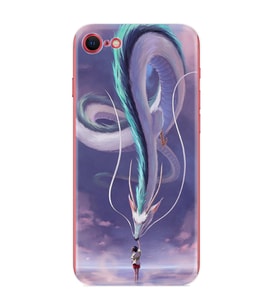 Apple iPhone 5 6 7 8 Plus Se XR Kılıf Desemli Silikon Kız ve Ejderha 1742