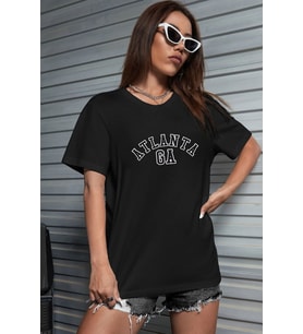 Unisex Atlanta Baskılı T-shirt (Siyah)