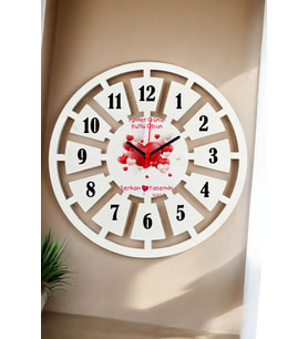 Sevgiliye En Güzel Hediye Duvar Saati 40cm 008 (Beyaz)