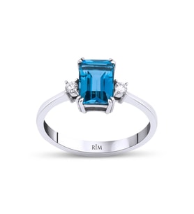 1.45 Karat Laboratuvar Pırlanta Aquamarine Yüzük - HRD Sertifikalı