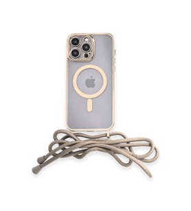 Newface Apple iPhone 14 Pro Kılıf Divo Lazer Askılı Magsafe Kapak - Gold