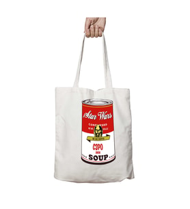 Star Wars Campbells Soup C3PO Andy Warhol iki Tarafı Kalıcı Baskılı Yıkanabilir Çanta
