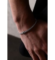 14 K White Gold Kaplama 925 Ayar Gümüş İri Tenis Su Yolu Bileklik (Beyaz)