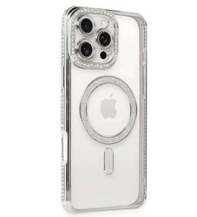 iPhone 16 Pro Kılıf Joke Simli Magneticsafe Kılıf - Gümüş