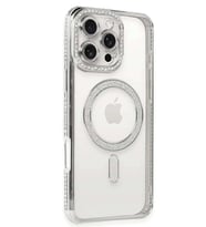 iPhone 16 Pro Kılıf Joke Simli Magneticsafe Kılıf - Gümüş