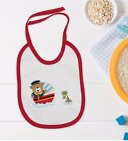 BK Kids Sevimli Kaptan Tasarımlı Kırmızı Bebek Mama Önlüğü-2