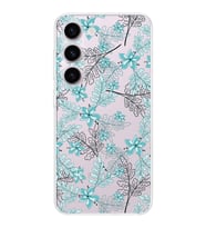 Samsung Galaxy S23  Kamera korumalı Kapak Floral Su Yeşili Tasarımlı  Şeffaf Kılıf