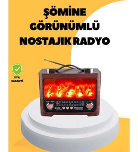 Taşınabilir Şömine Görünümlü Bluetooth Hoparlör - Solar Şarjlı, Alev Işıklı, 7w Ses