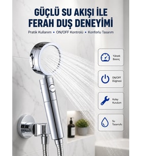 Şelale Sisi ve Masaj Özellikli Banyo Duş Başlığı