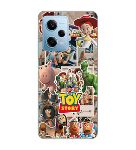 Redmi Note 12 Pro 5G Uyumlu Toy Story Kolaj Tasarımlı Şeffaf Telefon Kılıfı