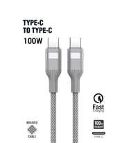 Intouch Type-C Type-C 100 w Örgü Data Ve Şarj Kablosu 2M Gri