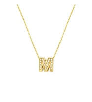 Taşlı M Harfi Minimal Kolye KLY2004