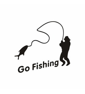 Go Fishing Araba Sticker siyah 19x18 CM (Siyah)