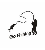 Go Fishing Araba Sticker siyah 19x18 CM (Siyah)