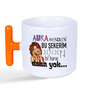 Aura Meselesi Bu Şekerim Baskılı Turuncu Kulplu T Kupa