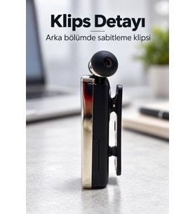 Klipsli Bluetooth Kulaklık Şarj Kablolu ve Yedek Uçlu