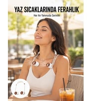 USB Şarjlı Katlanabilir Boyun Fanı 3 Kademeli, Sessiz ve Taşınabilir Tasarım Yeni Nesil