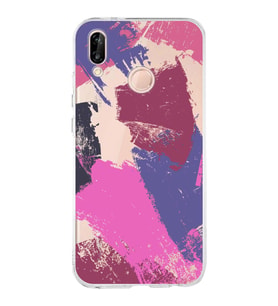 Huawei P20 Lite Uyumlu Kapak Brush Stroke Tasarımlı Şeffaf Silikon Kılıf
