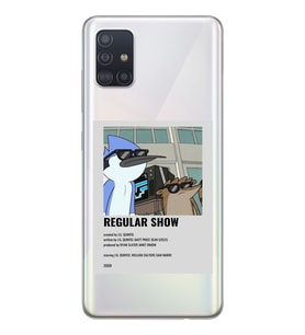 Samsung Galaxy A51 Uyumlu Regular Show Mordecai ve Rigby Desenli Şeffaf Telefon Kılıfı