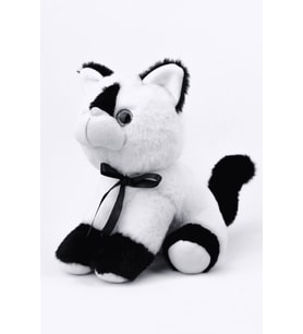 Peluş Oyuncak Oturan Kedi Çift Renkli 30 Cm – Siyah Beyaz (Siyah - Beyaz)