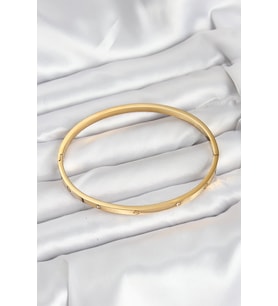 316L Çelik Gold Renk Zirkon Taşlı 65 mm İnce Kadın Kelepçe Bileklik 5886 - HPSBYI3892-9788