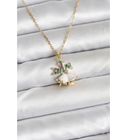 316L Çelik Zincir Gold Renk Chirtsmas Bell Model Yılbaşı Temalı Kadın Kolye TJ-BKO10706