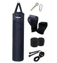 Desfabe Polydes 120x30 Cm Kolonlu Boks Kum Torbası Siyah+Askı Aparatı+Boks Eldiveni+El Bandajı+İp
