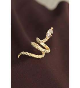 Ayarlanabilir Gold Renk Zirkon Taşlı Yılan Yüzük TJ-BYK2237
