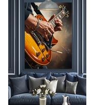 Gitar Çalan Müzisyen Figürü Dekoratif Kanvas - Mdf Ahşap Tablo