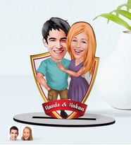 BK Gift Kişiye Özel İsimli Sevgililer Karikatürlü Ahşap Biblo Model-80