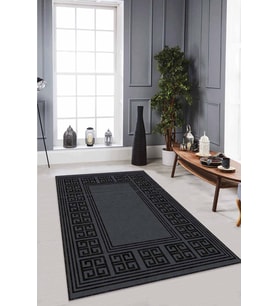 Siyah Çerçeveli Kaymaz Taban Makinede Yıkanabilir Halı RV033 - 100 x 160 cm