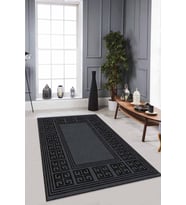 Siyah Çerçeveli Kaymaz Taban Makinede Yıkanabilir Halı RV033 - 100 x 160 cm