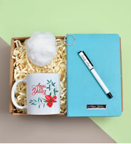 Kişiye Özel Beyaz Roller Kalem& Turkuaz Renkli Defter& Baskılı Kupa& Peluş Ponpon Anahtarlık Hediye Seti