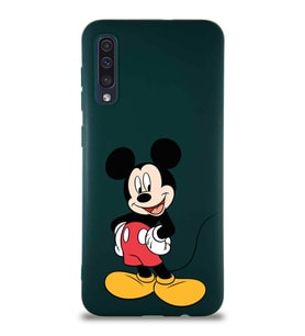 Samsung Galaxy A50S Soft Premier Kapak Mickey Mouse-E Tasarımlı Silikon Kılıf - Yeşil (Şeffaf)