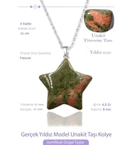 Sertifikalı Gerçek Yıldız Model Unakit Taşı Kolye - Gümüş Aparatlı (Çok Renkli)