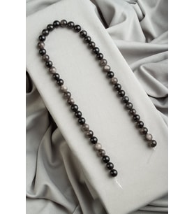 Silver Obsidyen Taşı Küre Kesim Parlak Siyah 8mm Doğal Taş Dizi [AA]