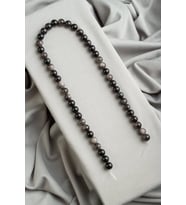 Silver Obsidyen Taşı Küre Kesim Parlak Siyah 8mm Doğal Taş Dizi [AA]