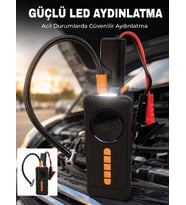 Dijital Lastik Şişirme Kompresörü Akü Takviye Powerbank LED Aydınlatmalı Acil Durum Cihazı