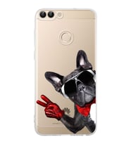 PrintiFy Huawei P Smart ile Uyumlu Köpek 2 Kamera Korumalı Şeffaf Kılıf
