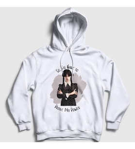 Presmono Unisex Beyaz Power Wednesday Addams Family Addams Ailesi Kapüşonlu Sweatshirt 366047tt