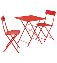 Katlanabilir Masa ve Katlanabilir Sandalye Seti, Parlak Kırmızı, 65x65 cm, 2 Sandalyeli