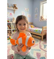 Sevimli Balık Peluş Oyuncak 20 Cm - Yumuşak Dokulu Uyku Arkadaşı - Çocuk Bebek Hediye (Turuncu-Gri)