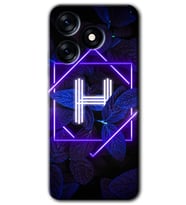Tecno Spark 10 4G Kılıf HD Desen Baskılı Kılıf - Dark Neon Yaprak H Harfi