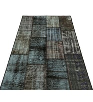 Antrasit Gri Melanje Yüzeyli El Dokuma Salon Halısı Modern Eskitme Geometrik Desen