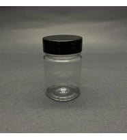50 cc Geniş Ağızlı Pet Şişe  - Siyah Kapaklı- 50ml Plastik Numune Kavanozu- x 10 Adet (Beyaz)